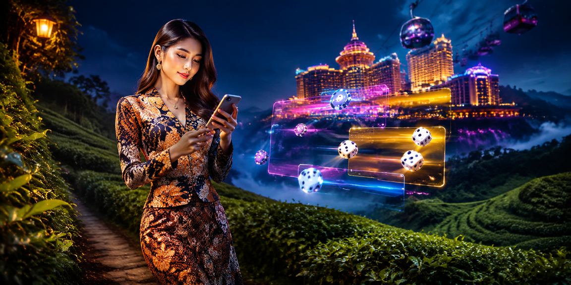 Pemain kasino di Genting Highlands bermain permainan meja dengan corak batik Malaysia yang mewah